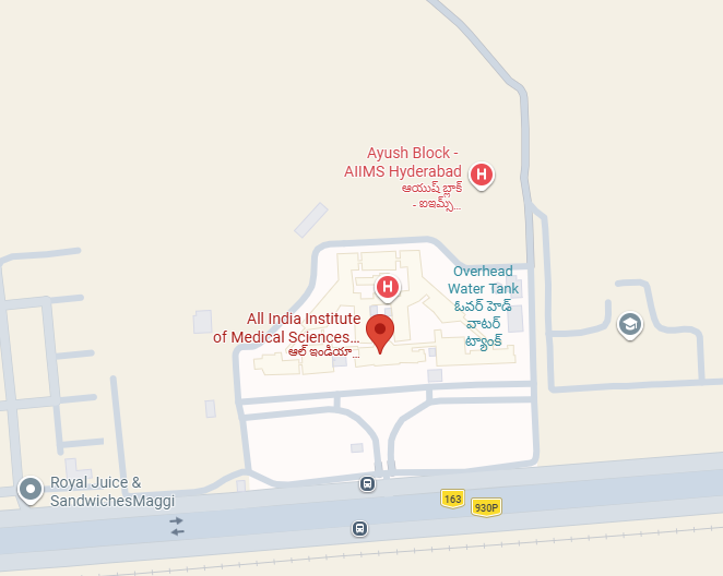 Map showing the location of AIIMS Bibinagar